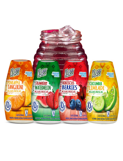Klass Aguas Frescas Water Enhancers Variety Pack 1.62 ounces (Pack of 4, Makes 24 servings each))