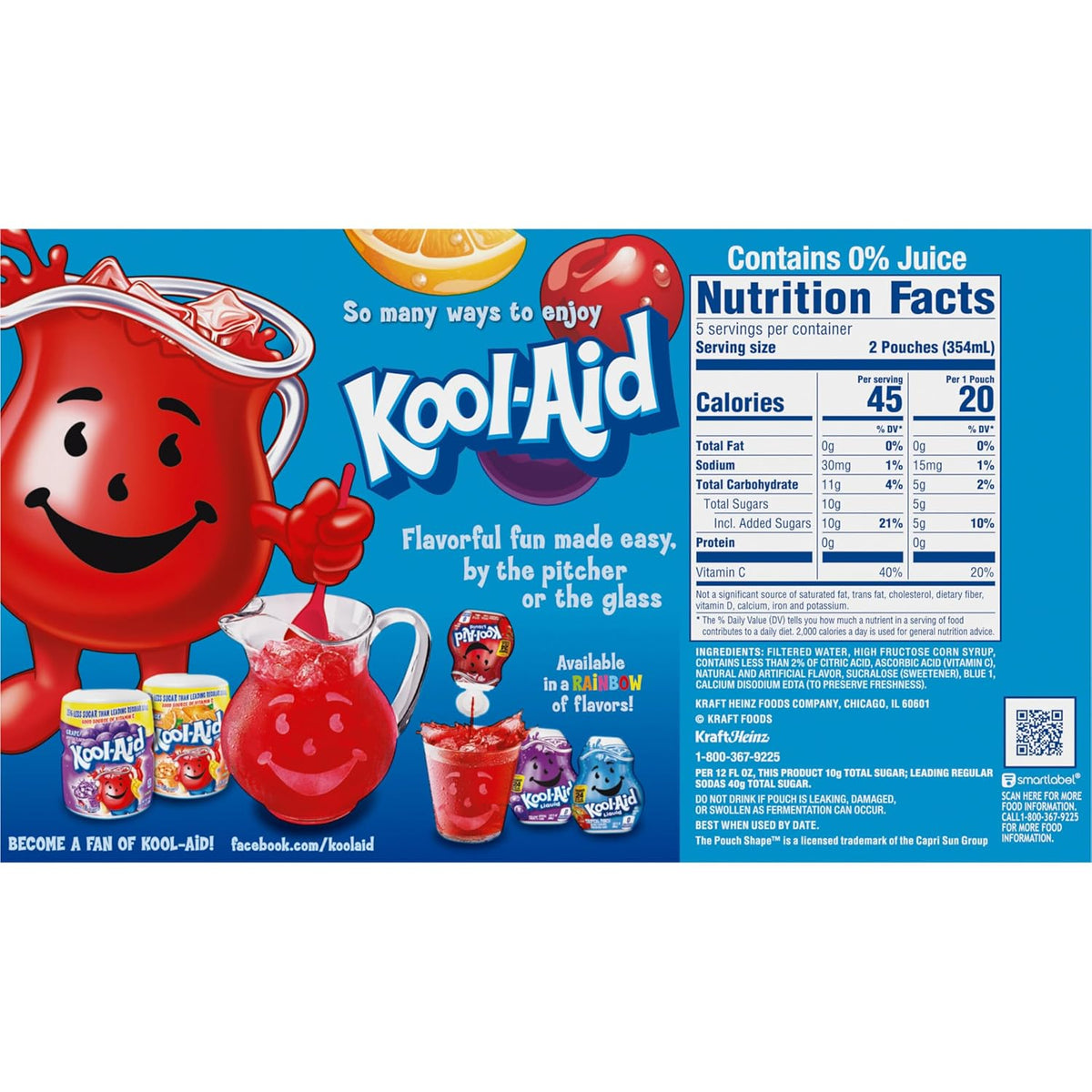 Kool-Aid Jammers Tropical Punch Pouches – Guilt-Free Family Beverage Swap for Soda, 10-Count Box