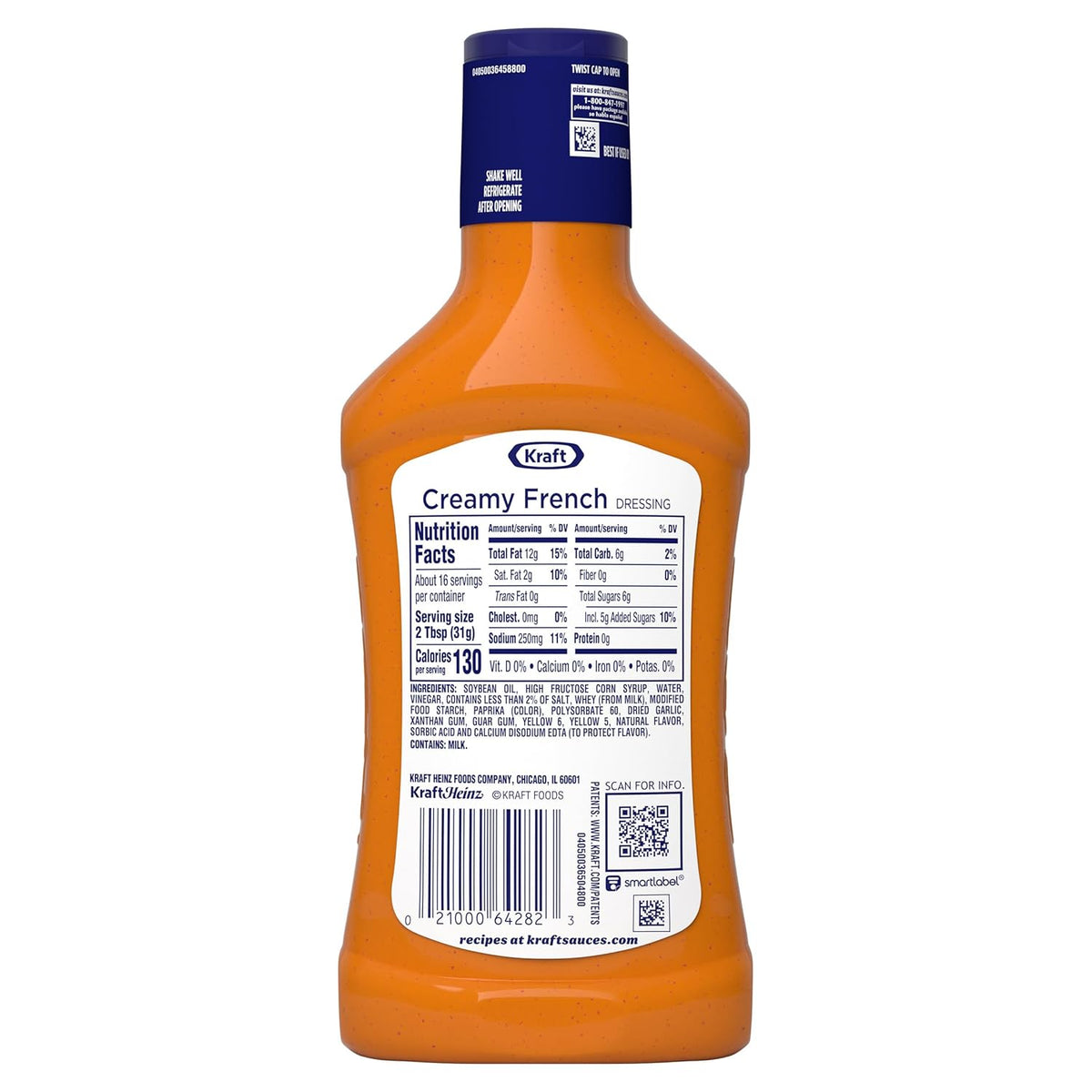 Kraft Creamy French Dressing – Creamy Salad Dressing for Elevated Everyday Nutrition, 16 fl oz