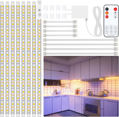 LAFULIT Under Counter LED Strip – Quiet Ambient Task Lighting for Craft Rooms and Studios, 6-Level Dimmer and Auto-Off Timer
