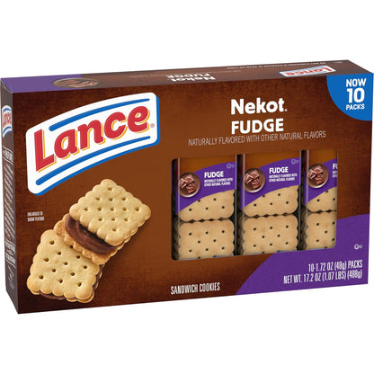 Lance Sandwich Cookies, Nekot Fudge Snack Packs, No High-Fructose Corn Syrup Sweet Treat for Children and Busy Parents