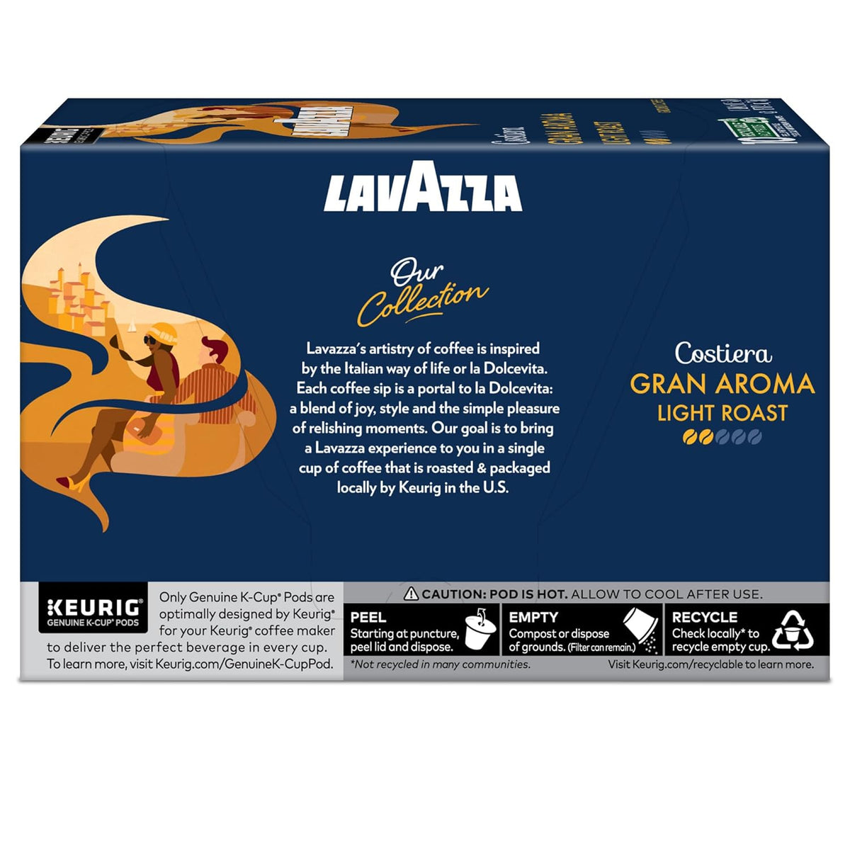 Lavazza Costiera Gran Aroma Single-Serve Pods for a Slower Start to the Day, Floral Citrus Light Roast Keurig Coffee