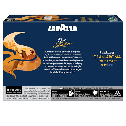 Lavazza Costiera Gran Aroma Single-Serve Pods for a Slower Start to the Day, Floral Citrus Light Roast Keurig Coffee