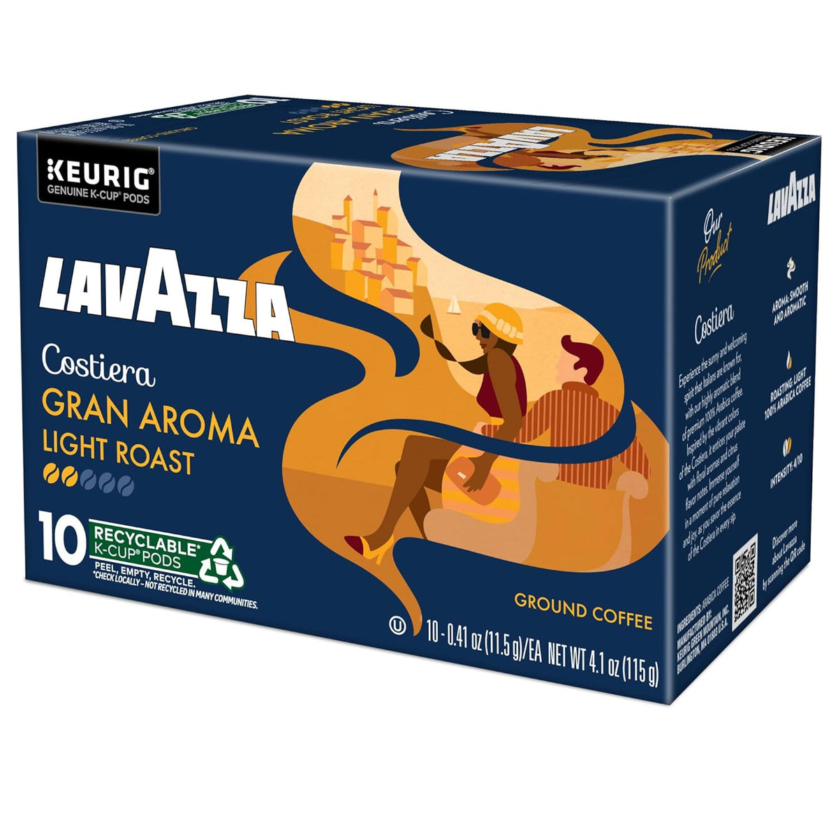 Lavazza Costiera Gran Aroma Single-Serve Pods for a Slower Start to the Day, Floral Citrus Light Roast Keurig Coffee