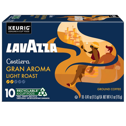 Lavazza Costiera Gran Aroma Single-Serve Pods for a Slower Start to the Day, Floral Citrus Light Roast Keurig Coffee