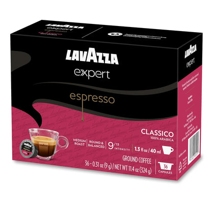 Lavazza Expert Classico Capsules – High-End Espresso Experience for Entertaining Spaces, 100% Arabica 36 Count