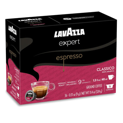 Lavazza Expert Classico Capsules – High-End Espresso Experience for Entertaining Spaces, 100% Arabica 36 Count