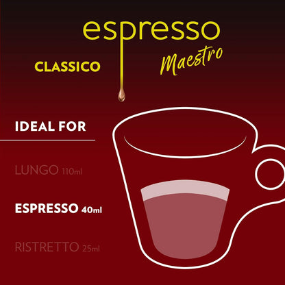 Lavazza Maestro Classico Coffee Capsules for Intentional Apartment Kitchens, Nespresso Original Compatible 60 Count Medium Roast