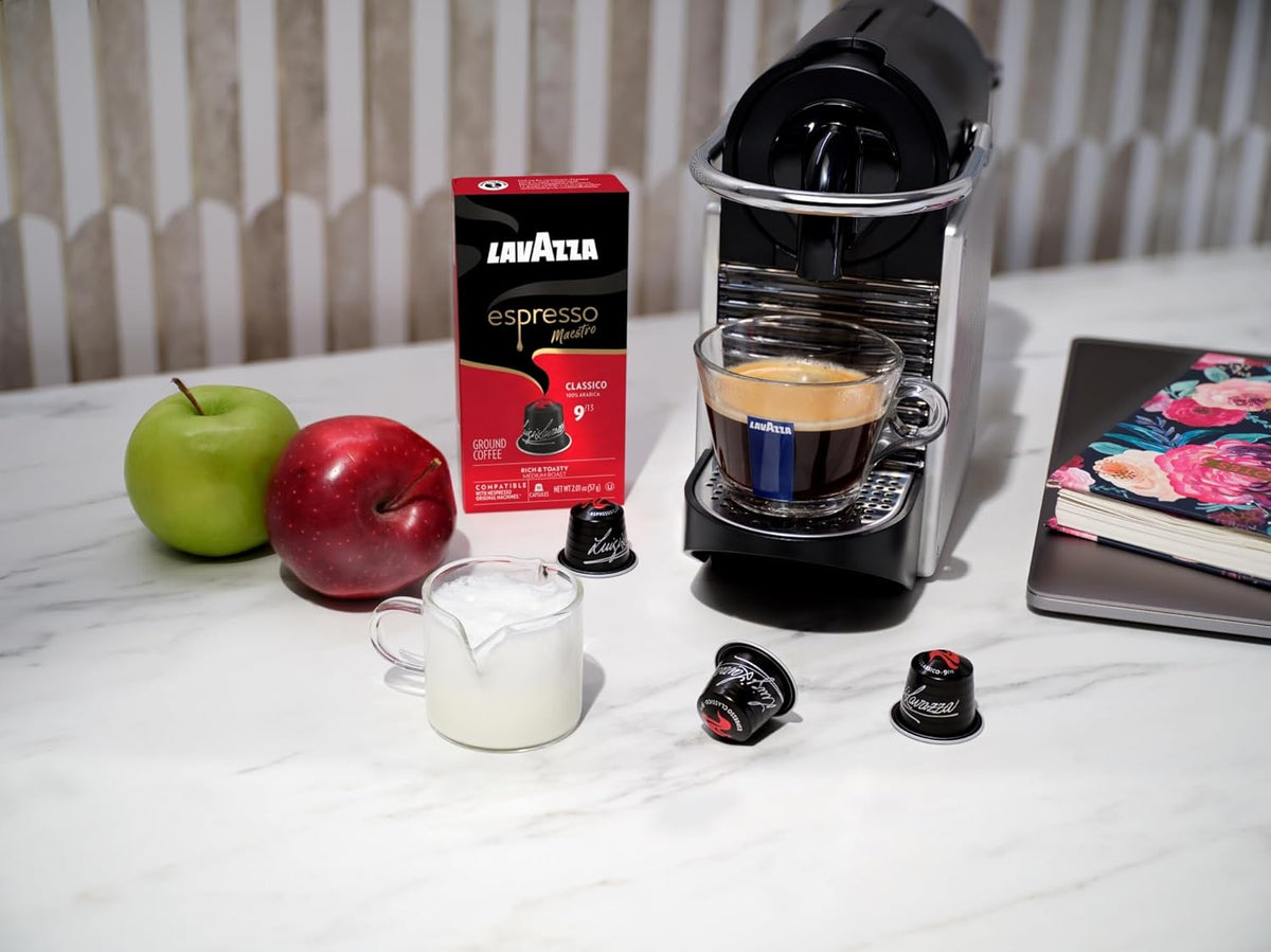 Lavazza Maestro Classico Coffee Capsules for Intentional Apartment Kitchens, Nespresso Original Compatible 60 Count Medium Roast