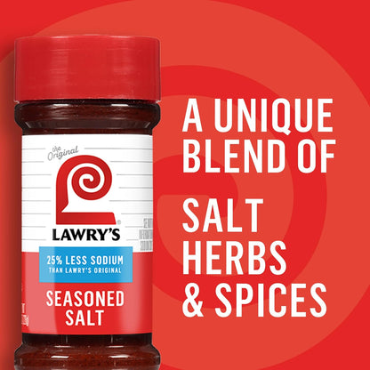 Lawry's 25% Less Sodium Seasoned Salt – All-in-One Seasoning to Streamline Weeknight Cooking
