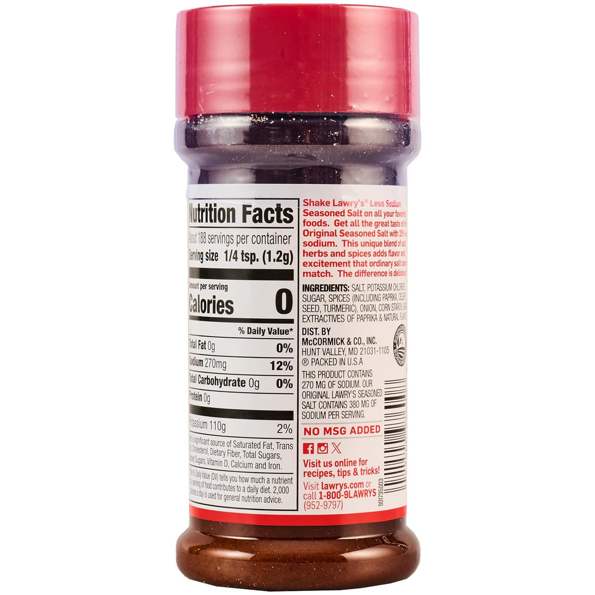 Lawry's 25% Less Sodium Seasoned Salt – All-in-One Seasoning to Streamline Weeknight Cooking