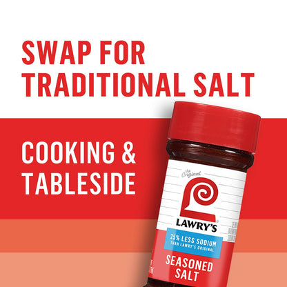 Lawry's 25% Less Sodium Seasoned Salt – All-in-One Seasoning to Streamline Weeknight Cooking