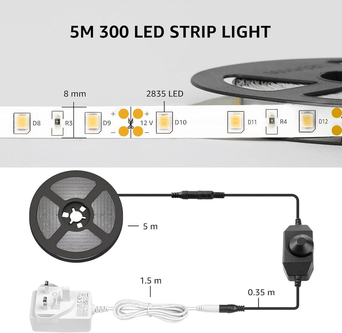 Lepro Super Bright LED Strip – 3000K Warm White Vanity and Ceiling Cove Lighting for Stylish Home Decor