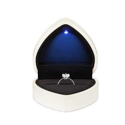 LETURE Heart Shaped Ring Box with LED Light – Anniversary Gift for Wife, Illuminated Velvet Jewelry Presentation