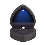 LETURE Heart Shaped Ring Box with LED Light – Anniversary Gift for Wife, Illuminated Velvet Jewelry Presentation
