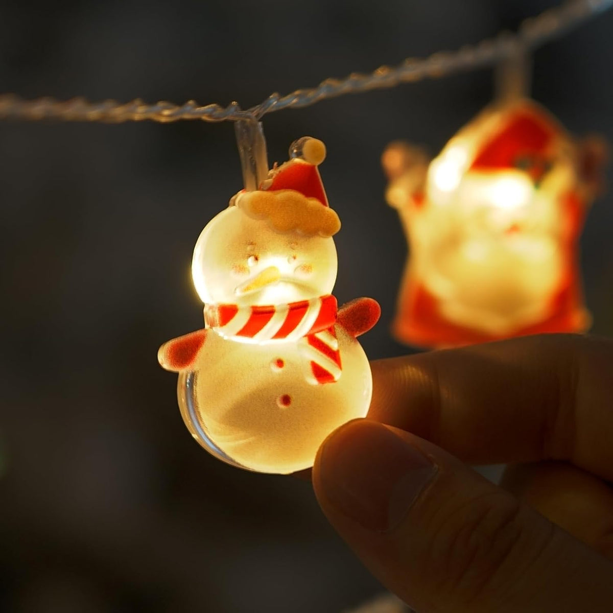 LOLStar Xmas Lights for Children – Battery Powered String Lights with Santa Hat and Candy Cane Charms for Family Friendly Holiday Decor