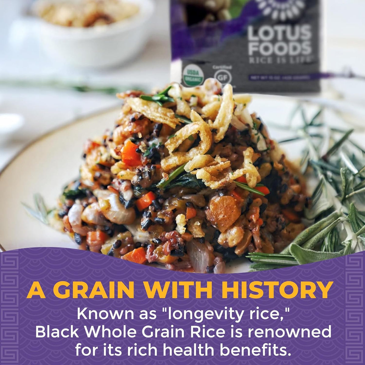 Lotus Foods Organic Forbidden Rice – Easy Rice Cooker Whole Grain for Busy Family Dinners and Colorful Kid Plates