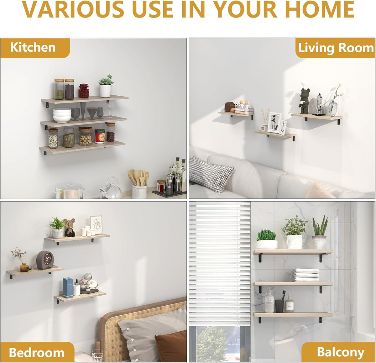 LSK Sleek L Bracket Set for Neutral-Toned Wall Displays — Brushed Silver, Seamless Finish, 6-Pack