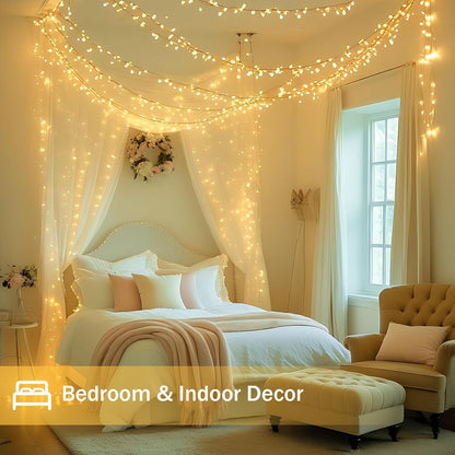 Lumify Warm White LED String Lights 66ft with Memory Function – Soft Glow Decor for Apartment Living Space and Studio Loft