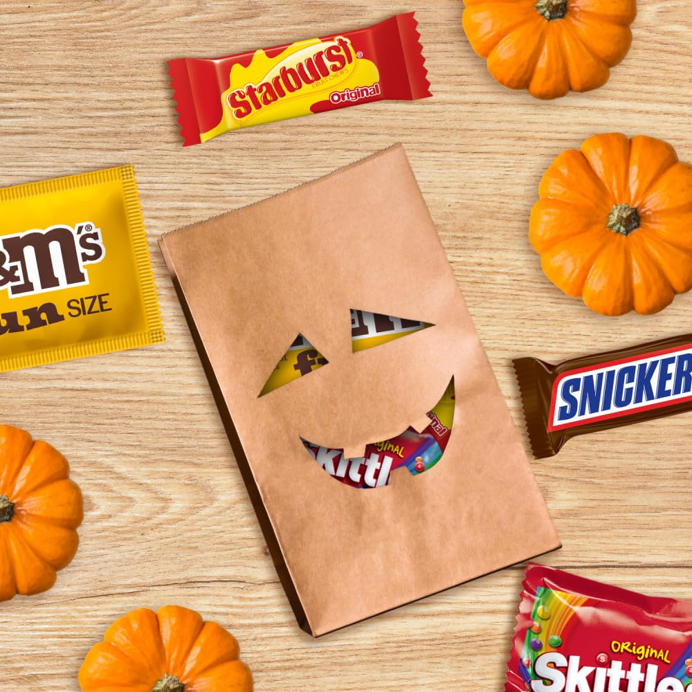 M&M'S Peanut, SNICKERS, STARBURST & SKITTLES Ready-to-Give Halloween Candy Care Package for Middle School Teachers, 19.44 oz Bulk