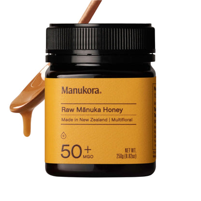 Manukora Raw Manuka Honey MGO 50+, New Zealand Honey, Non-GMO, 3rd-Party Tested, Glyphosate Residue Free Certified, 2000+ Natural Compounds, Traceable from Hive-to-Hand, Daily Wellness Support – 250g