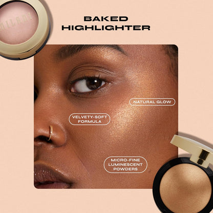 Milani Baked Highlighter – Clutter-Free Vanity Staple for Effortless Day-to-Night Glow, Italian Baked Powder