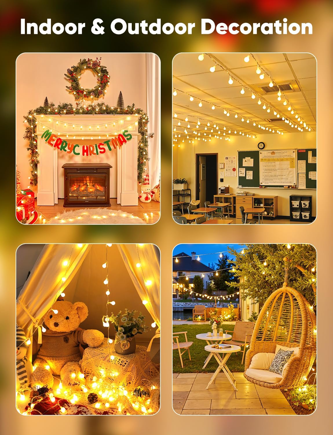 Minetom Globe String Lights – Worry-Free Indoor Lighting for Pet-Friendly Homes, Shatterproof Plastic Globes Cool-Touch 6-Hour Timer Plug-in Fairy Lights