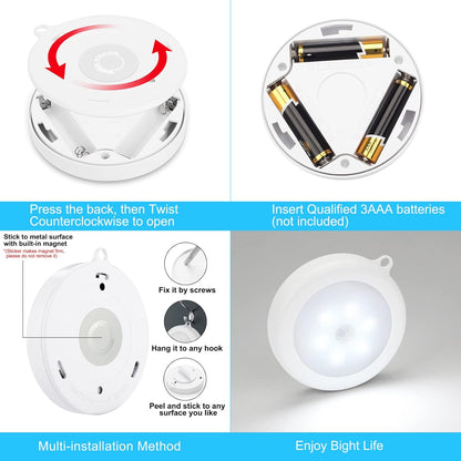 Mlambert Cool White Motion Night Light for Children's Rooms, Stick-On Battery Light for Nighttime Bathroom Trips