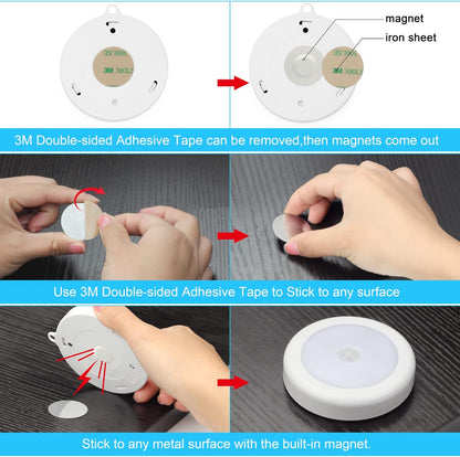 Mlambert Cool White Motion Night Light for Children's Rooms, Stick-On Battery Light for Nighttime Bathroom Trips