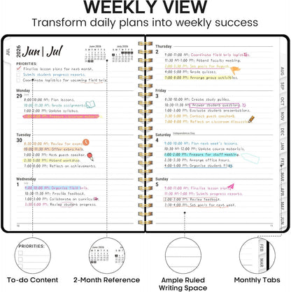 monthly tabs for quick navigation between months