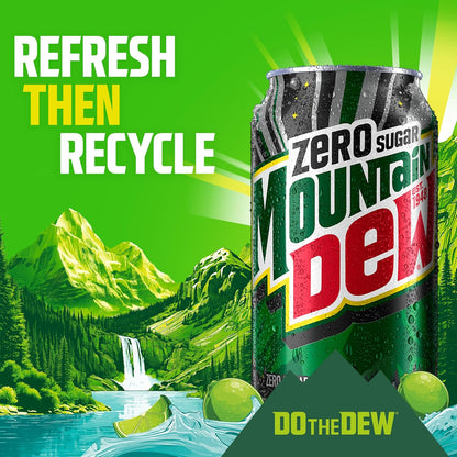 Mountain Dew Zero Sugar Soda – Bold Lemon-Lime Cans for Late-Night Work Sessions and Home Office Focus, 12 Pack