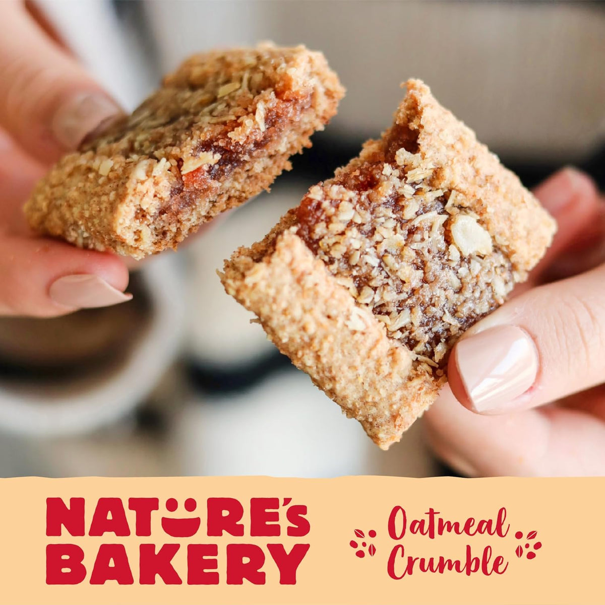 Nature's Bakery Portable Breakfast Bars for Weekend Outings – Vegan Strawberry Oat Crumble, 12 Count
