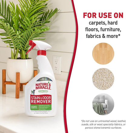 Nature’s Miracle Stain and Odor Remover Dog, 32 Ounces – Family-Friendly Enzymatic Spray for Playrooms and Nurseries