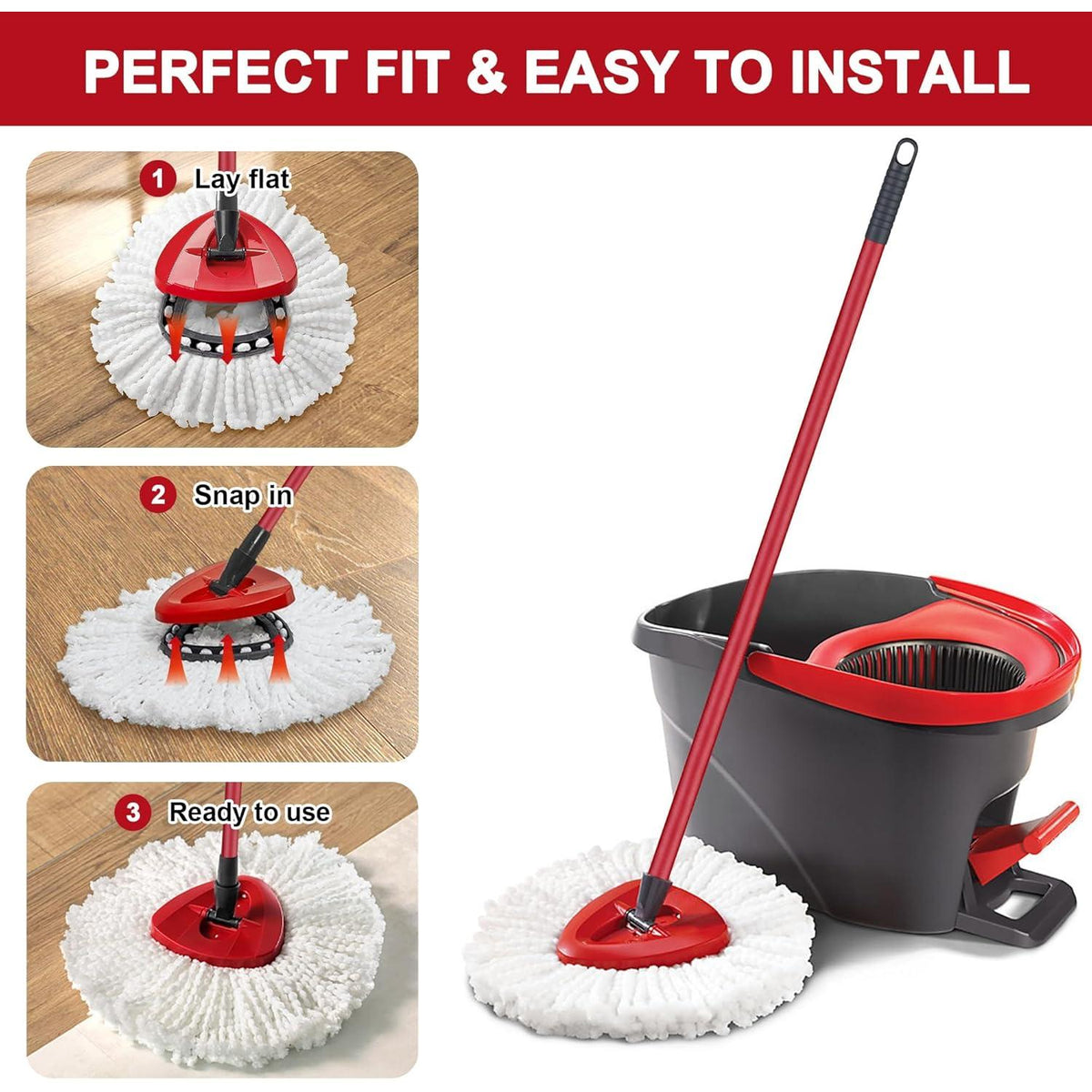 O-Cedar Compatible Spin Mop Refill Heads – All-Purpose Microfiber for Car Detailing and Open-Air Cleaning