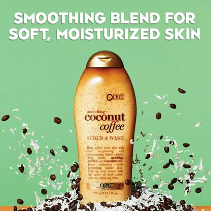OGX Smoothing + Coconut Coffee Body Scrub – Fragrant Unisex Shower Scrub for Meditation Space Self-Care