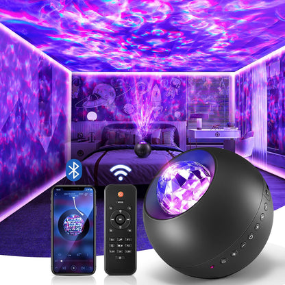 One Fire Minimalist Galaxy Projector – Under 4 Inch Cube Night Light for Restraint Focused Home Decor with Built In White Noise and Timer