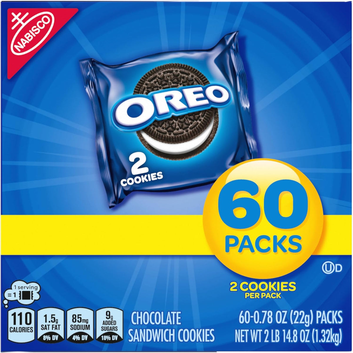 OREO 2-Cookie Snack Packs, Portion-Controlled Travel Treats for Hiking Backpacks and Hotel Rooms