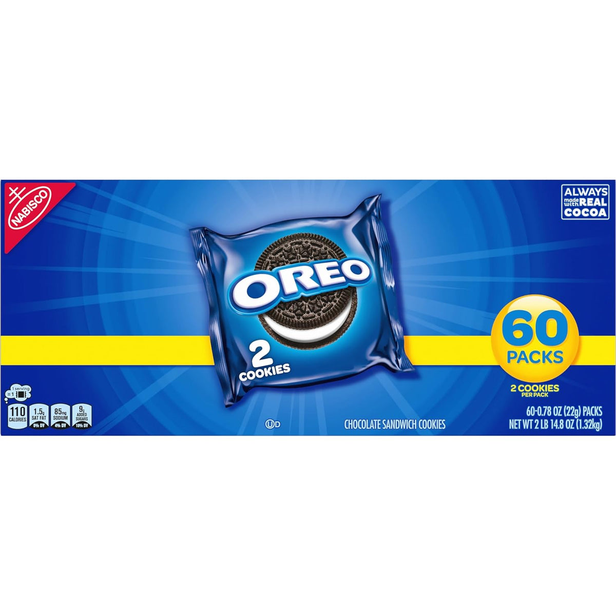 OREO 2-Cookie Snack Packs, Portion-Controlled Travel Treats for Hiking Backpacks and Hotel Rooms