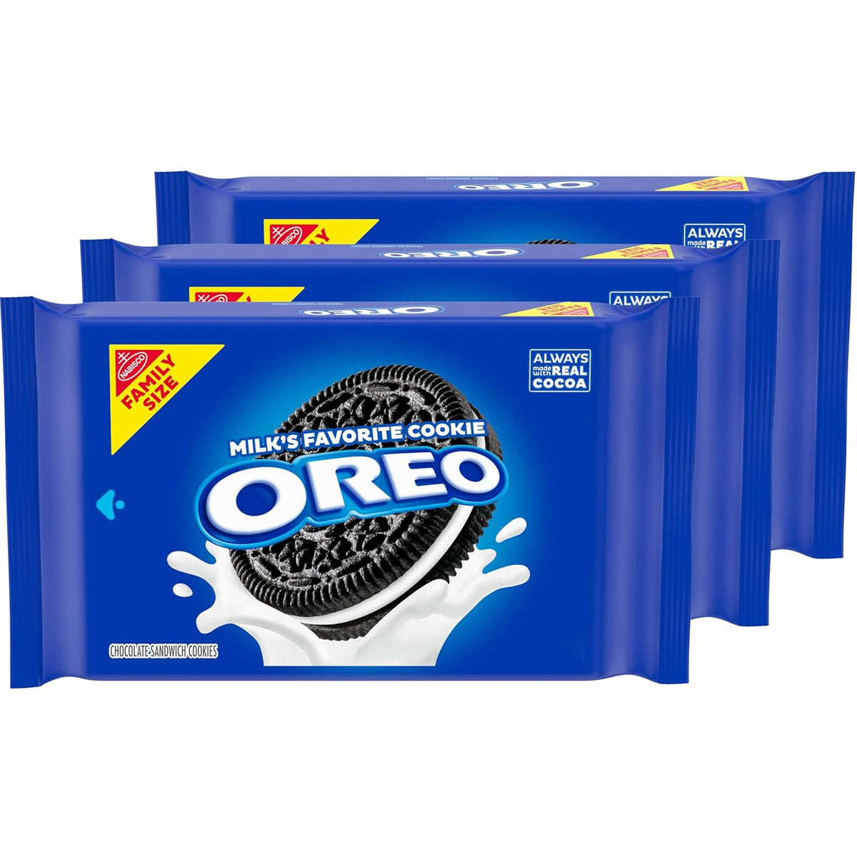 OREO Chocolate Sandwich Cookies, Bulk 3-Pack – Camping and Picnic Dessert Pack, On-the-Go Resealable