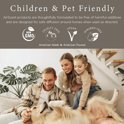 pet-safe and kid-safe formula excluding oils known to be toxic when inhaled