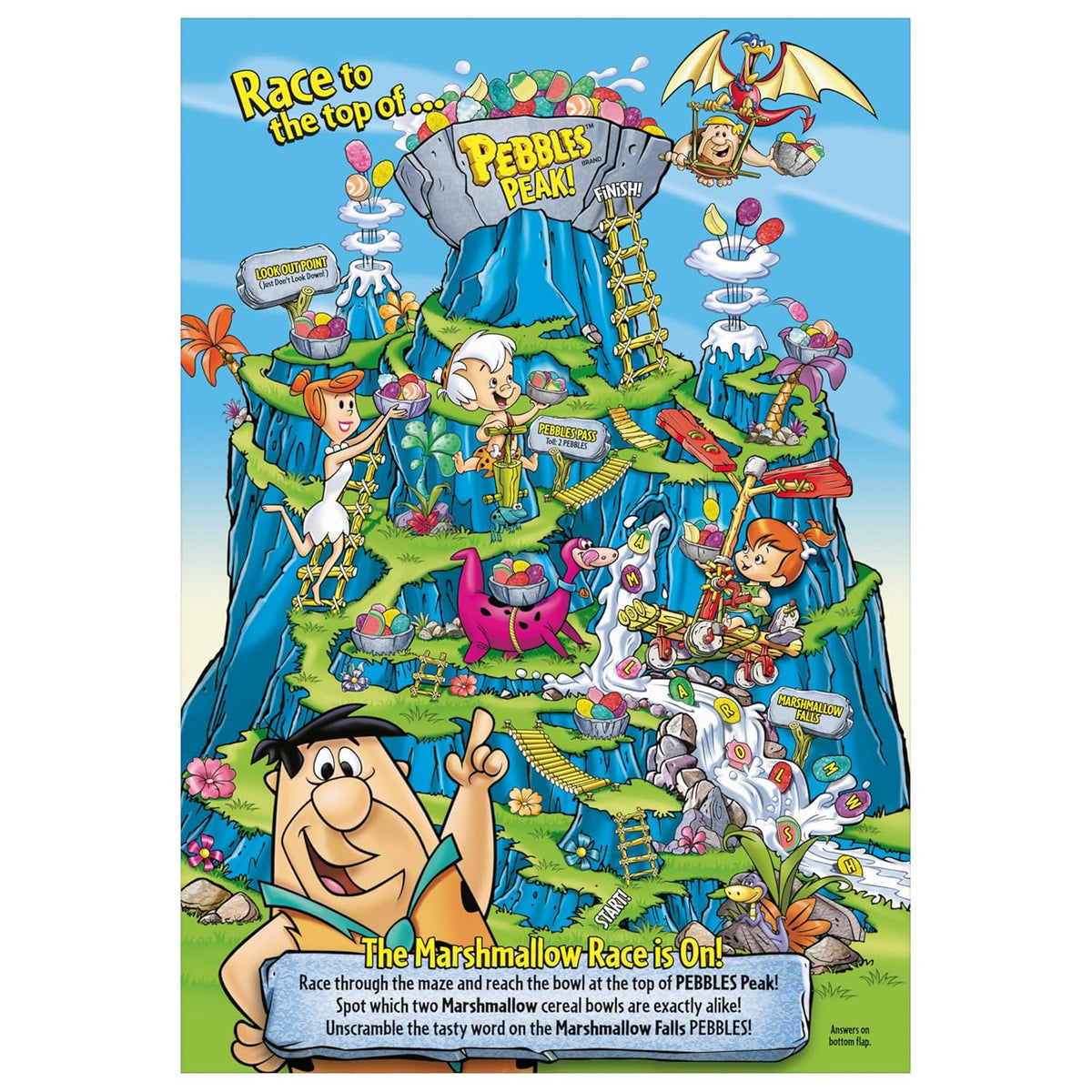 Post Fruity PEBBLES Marshmallow Cereal – Bright Colorful Cereal Box for 90s Inspired Kitchen