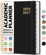 Academic Planner 2026-2027 - Weekly and Monthly Productivity Organizer for Students and Professionals, July 2026 to June 2027, A5 Spiral Hardcover with Tabs - Black