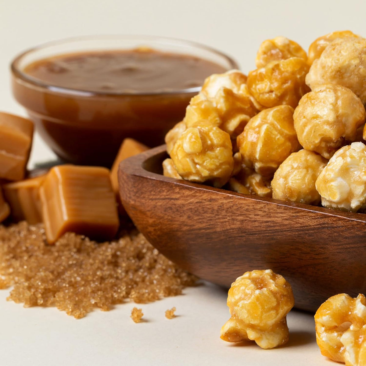 real caramel coating made from cane sugar, brown sugar, and butter