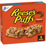 Reese's Puffs Peanut Butter Cereal Bars – Kid-Friendly Lunchbox Treat with Calcium, 8 Count