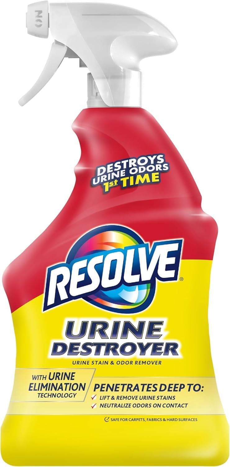 Resolve Urine Destroyer Spray – Pet Stain Remover That Protects Bedroom Carpet and Living Room Rug Look, 32 Fl Oz