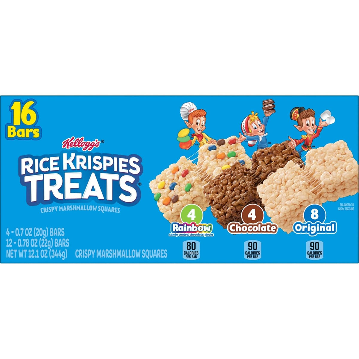 Rice Krispies Treats Marshmallow Bars – After-School Snack for Children, Original Rainbow Chocolate