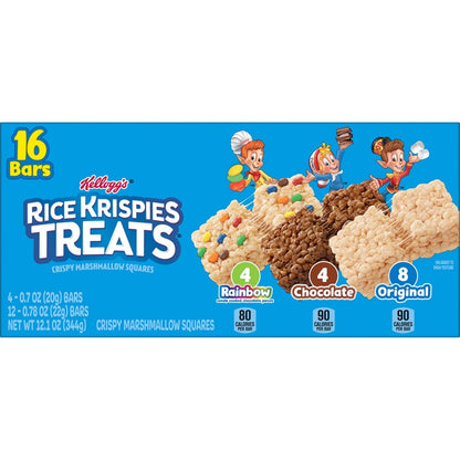 Rice Krispies Treats Marshmallow Bars – After-School Snack for Children, Original Rainbow Chocolate