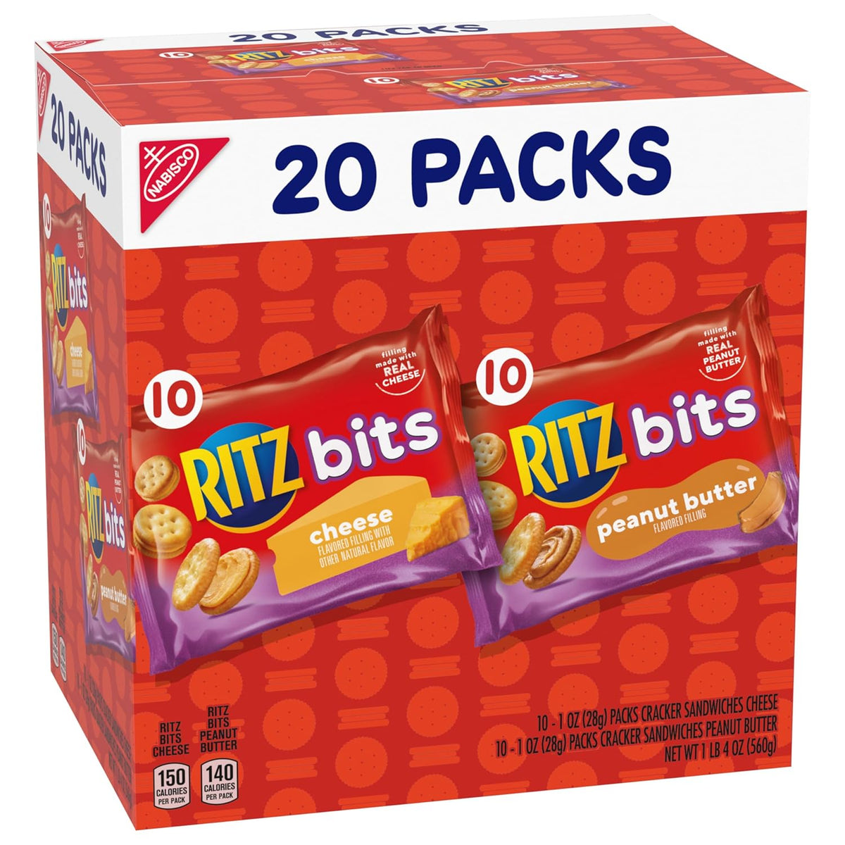 RITZ Bits Bite-Sized Cheese & Peanut Butter Crackers – Easy Chew Snack for Playroom and Backpack