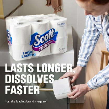 Scott 1000 Toilet Paper – Cabin and Cottage Bathroom Supply, Low-Flow Safe 1-Ply Toilet Tissue