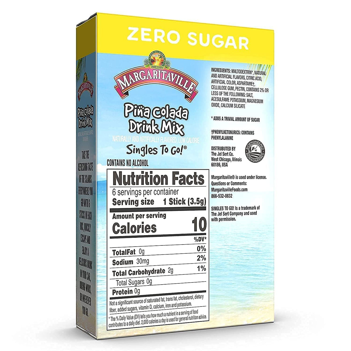 Singles To Go! Margaritaville Water Drink Mix – Low-Calorie Work-from-Home Drink Mix for Sustained Focus, Tropical Variety